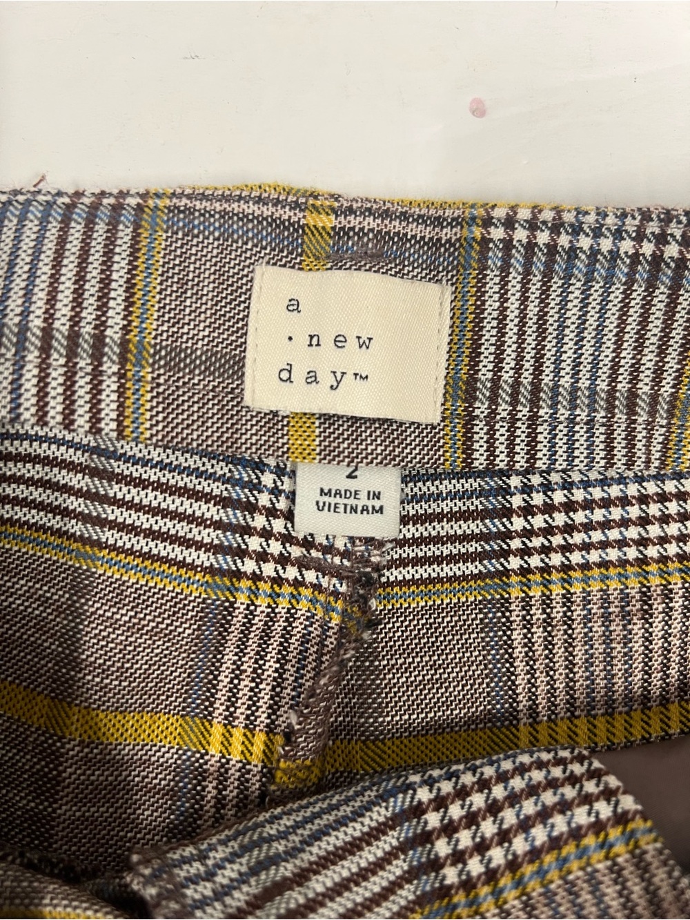 a new day Women’s Plaid High-Waist Wide Leg Pants Brown/Yellow Sz 2 - Picture 7 of 10